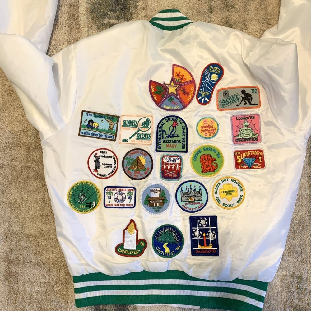 Girl Scout Jacket Vintage 1980's/1990's NC White/Green Size Large
